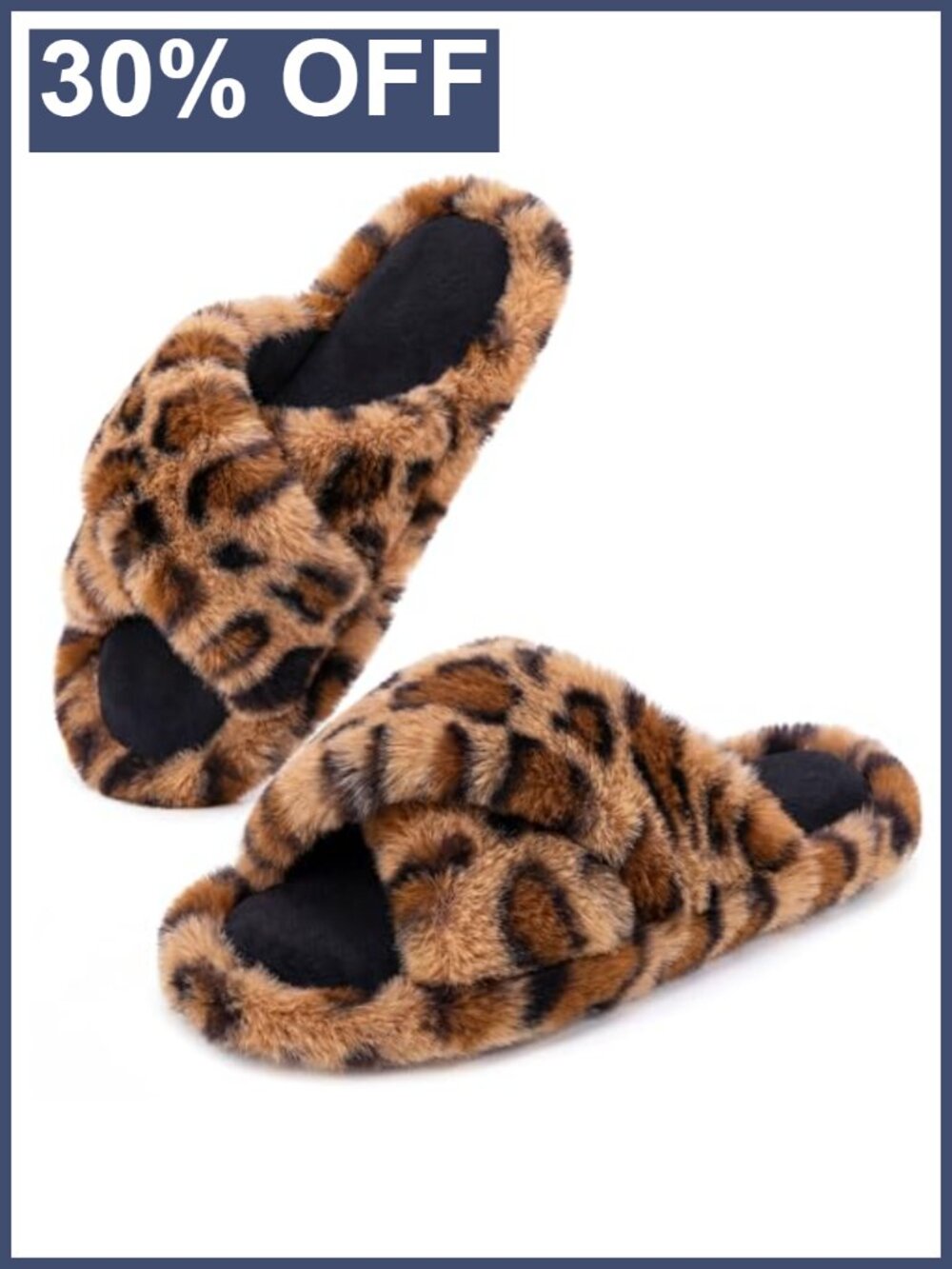 Faux Fur Open Toe Slippers Memory Foam Non-Slip Indoor Outdoor